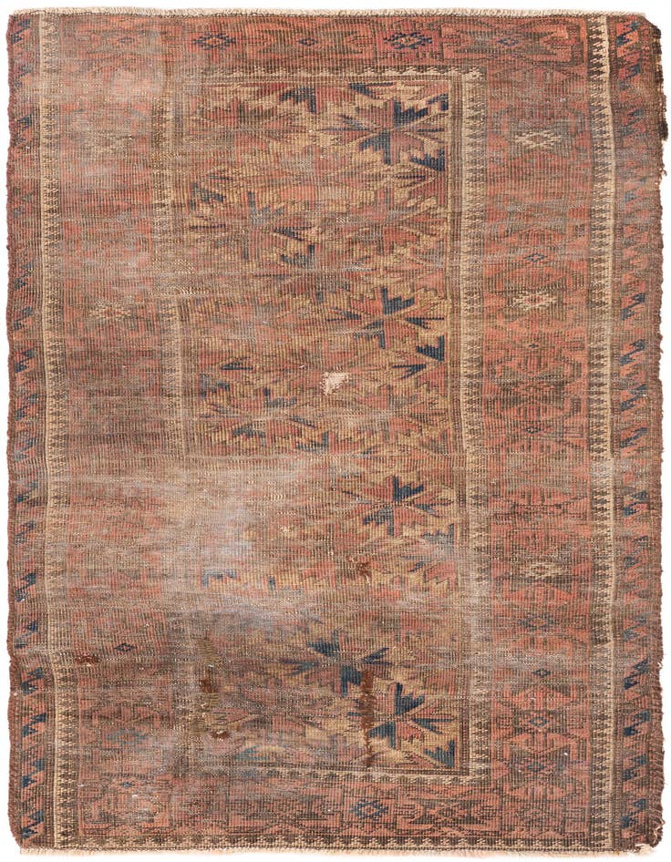 Detail image of 2' 8 x 5' Hand Knotted Ultra Vintage Persian Wool Runner Rug
