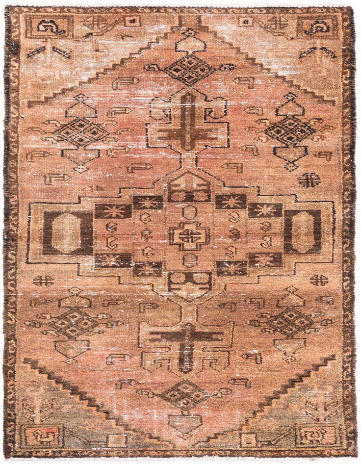 Detail image of 2' 7 x 5' 6 Hand Knotted Ultra Vintage Persian Wool Runner Rug