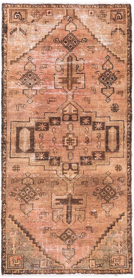 Detail image of 2' 7 x 5' 6 Hand Knotted Ultra Vintage Persian Wool Runner Rug