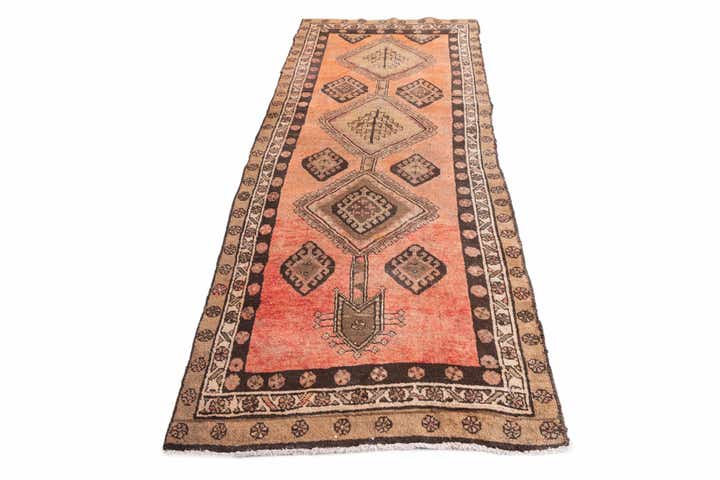 3' 7 x 8' 4 Hand Knotted Ultra Vintage Persian Wool Runner Rug