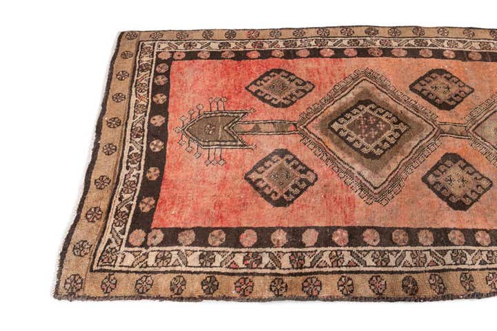 3' 7 x 8' 4 Hand Knotted Ultra Vintage Persian Wool Runner Rug