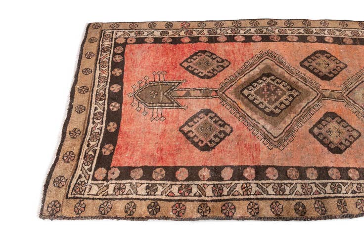 Detail image of 3' 7 x 8' 4 Hand Knotted Ultra Vintage Persian Wool Runner Rug