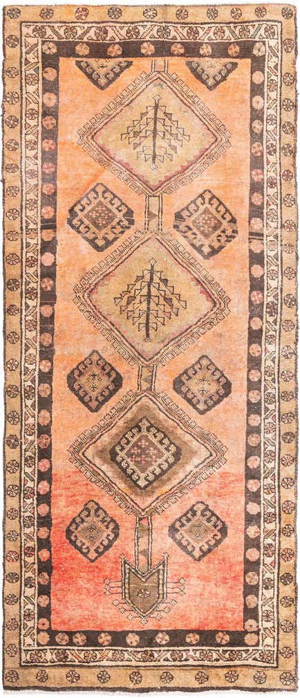 3' 7 x 8' 4 Hand Knotted Ultra Vintage Persian Wool Runner Rug