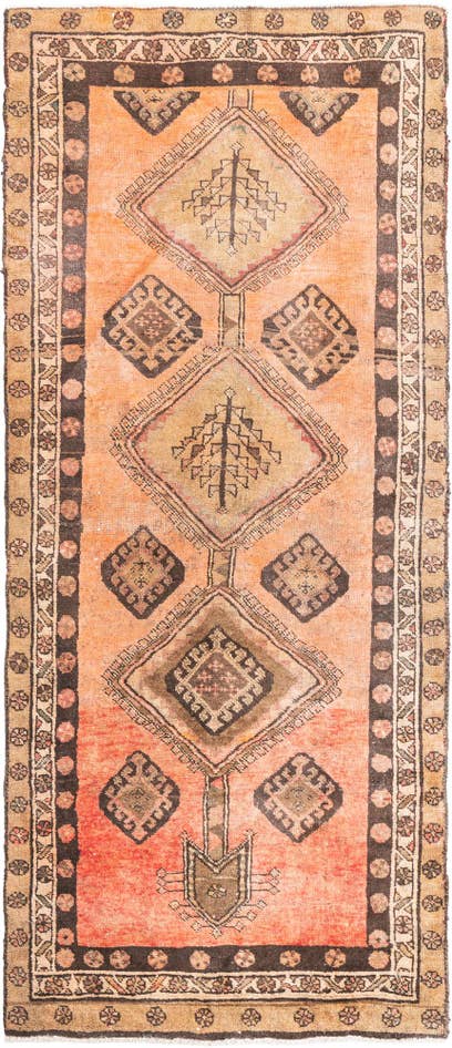 Detail image of 3' 7 x 8' 4 Hand Knotted Ultra Vintage Persian Wool Runner Rug