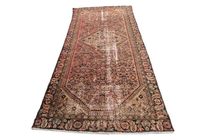 4' 6 x 10' 5 Hand Knotted Ultra Vintage Persian Wool Runner Rug