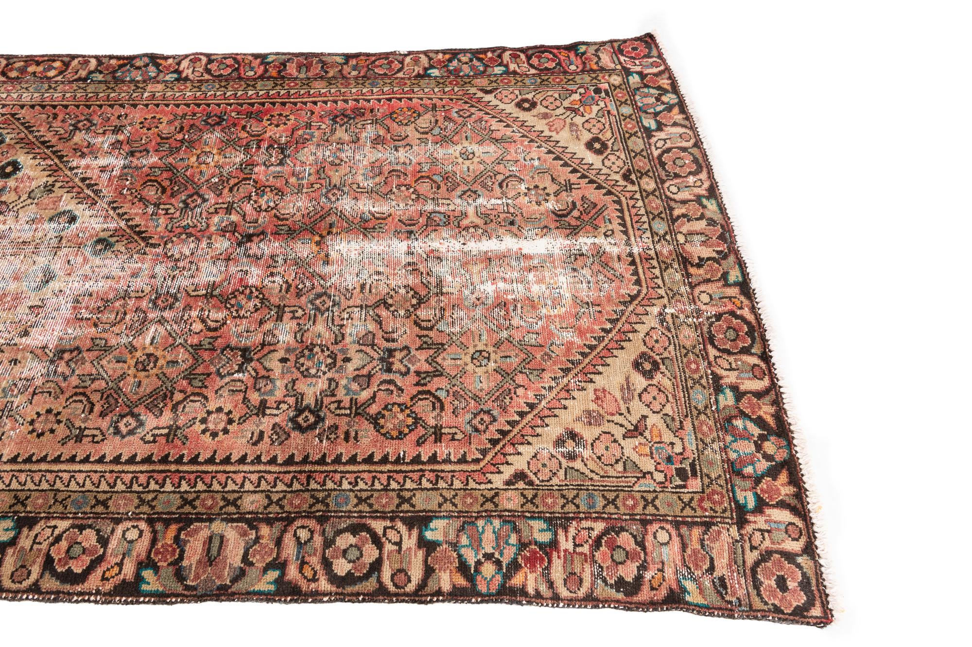 4' 6 x 10' 5 Hand Knotted Ultra Vintage Persian Wool Runner Rug