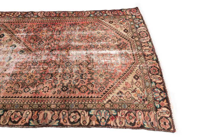 4' 6 x 10' 5 Hand Knotted Ultra Vintage Persian Wool Runner Rug