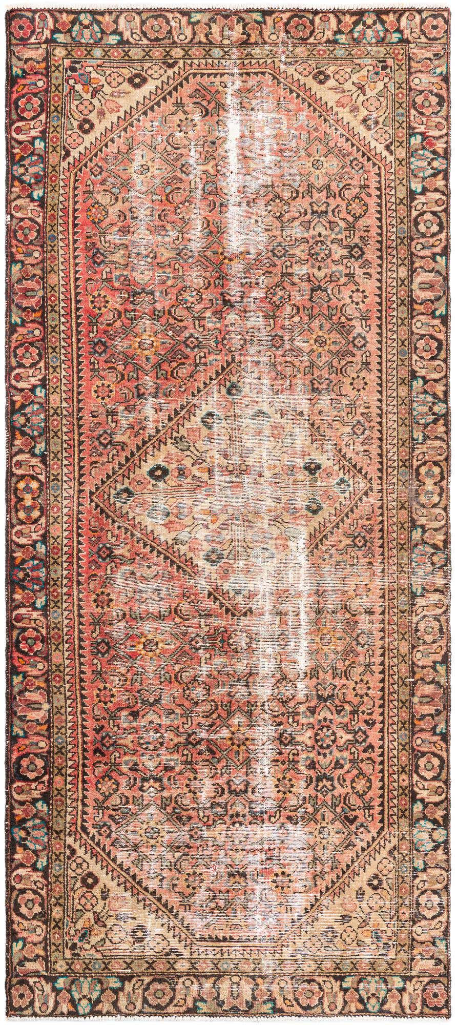 4' 6 x 10' 5 Hand Knotted Ultra Vintage Persian Wool Runner Rug