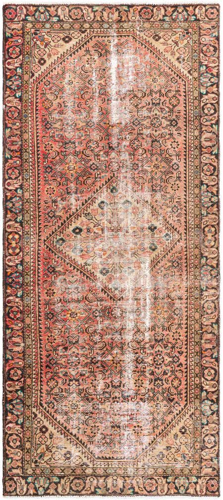 4' 6 x 10' 5 Hand Knotted Ultra Vintage Persian Wool Runner Rug