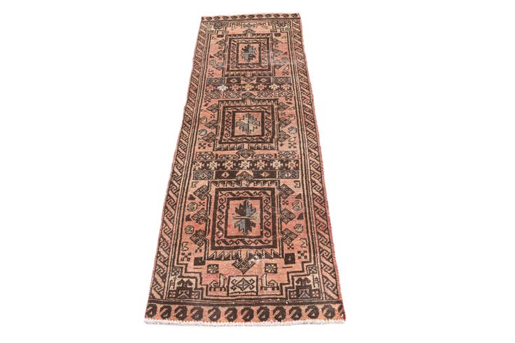Detail image of 2' 4 x 7' Hand Knotted Ultra Vintage Persian Wool Runner Rug