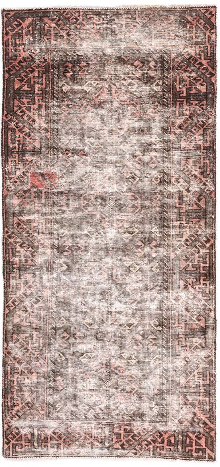Detail image of 3' 4 x 7' Hand Knotted Ultra Vintage Persian Wool Runner Rug