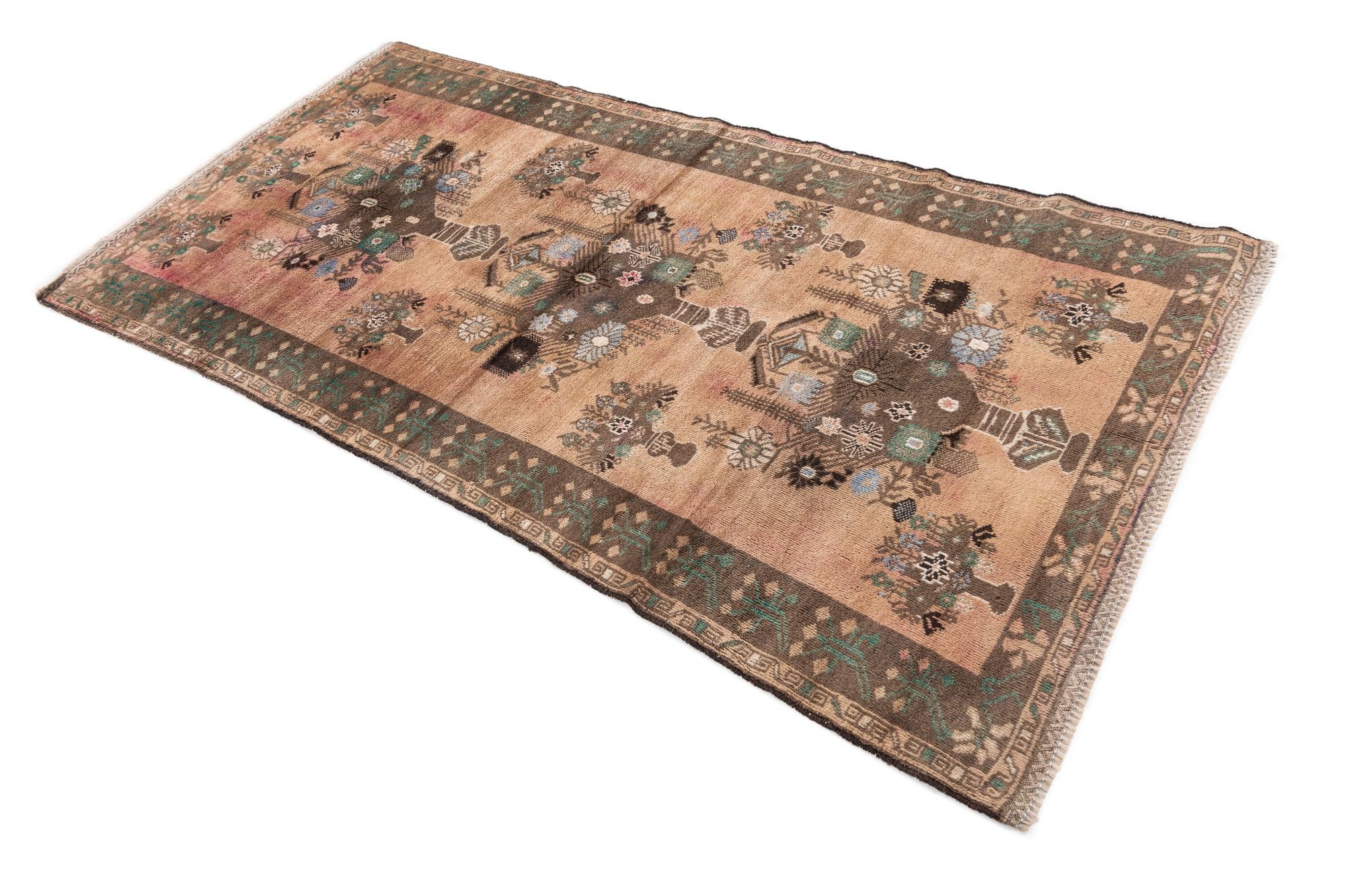 3' 6 x 7' 2 Hand Knotted Ultra Vintage Persian Wool Runner Rug