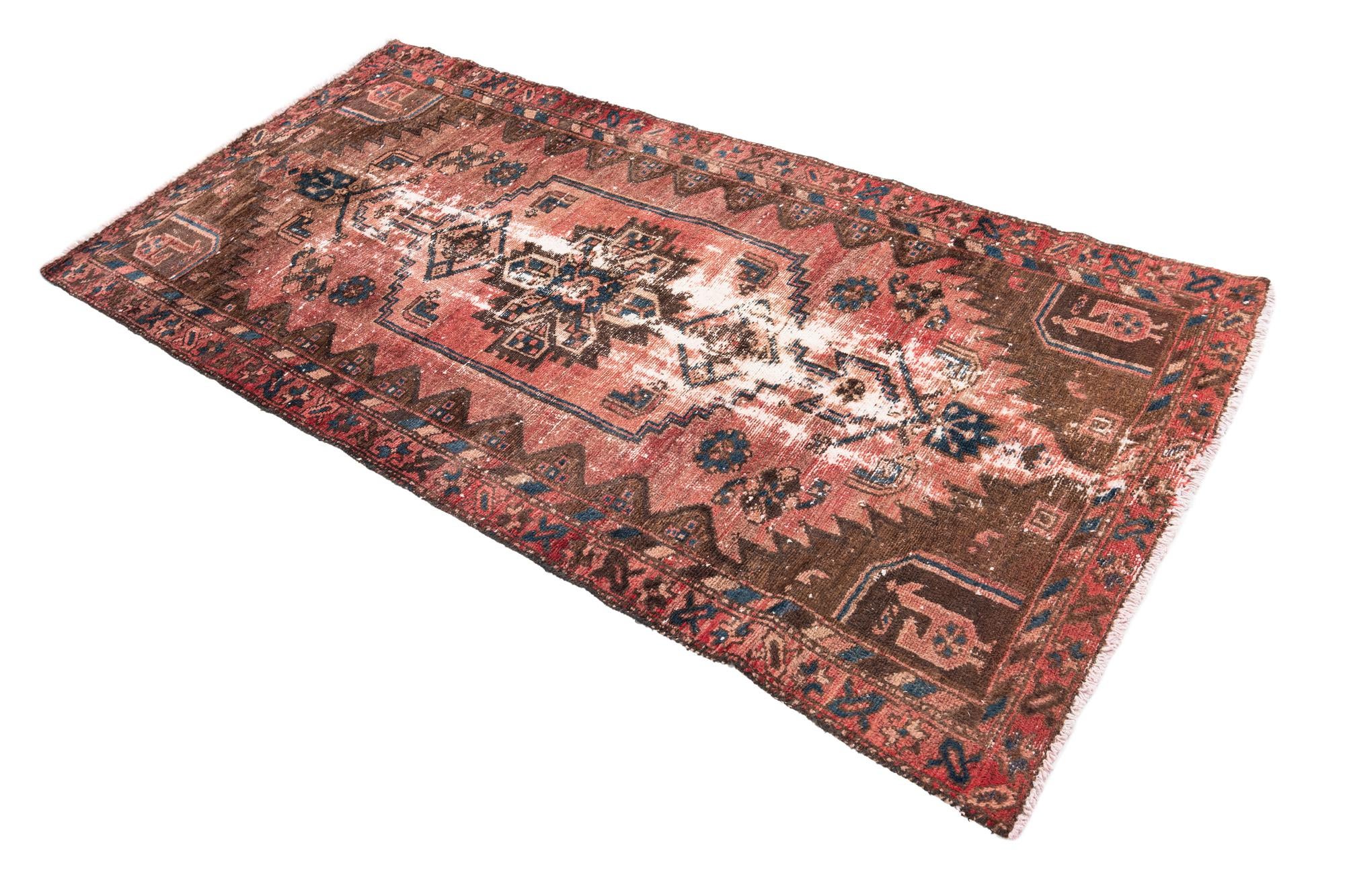 3' 3 x 6' 9 Hand Knotted Ultra Vintage Persian Wool Runner Rug