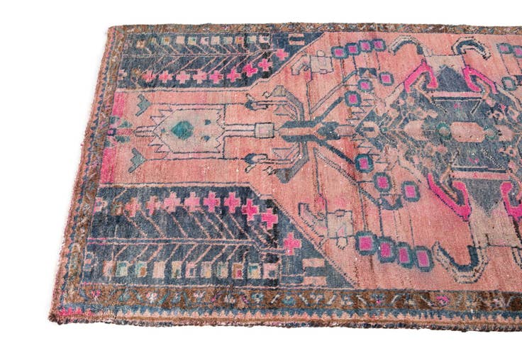 Detail image of 110cm x 240cm anudado a mano Ultra Vintage Alfombra Persa Lana Pasillera