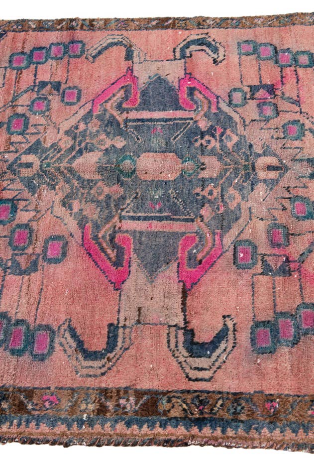Detail image of 110cm x 240cm anudado a mano Ultra Vintage Alfombra Persa Lana Pasillera