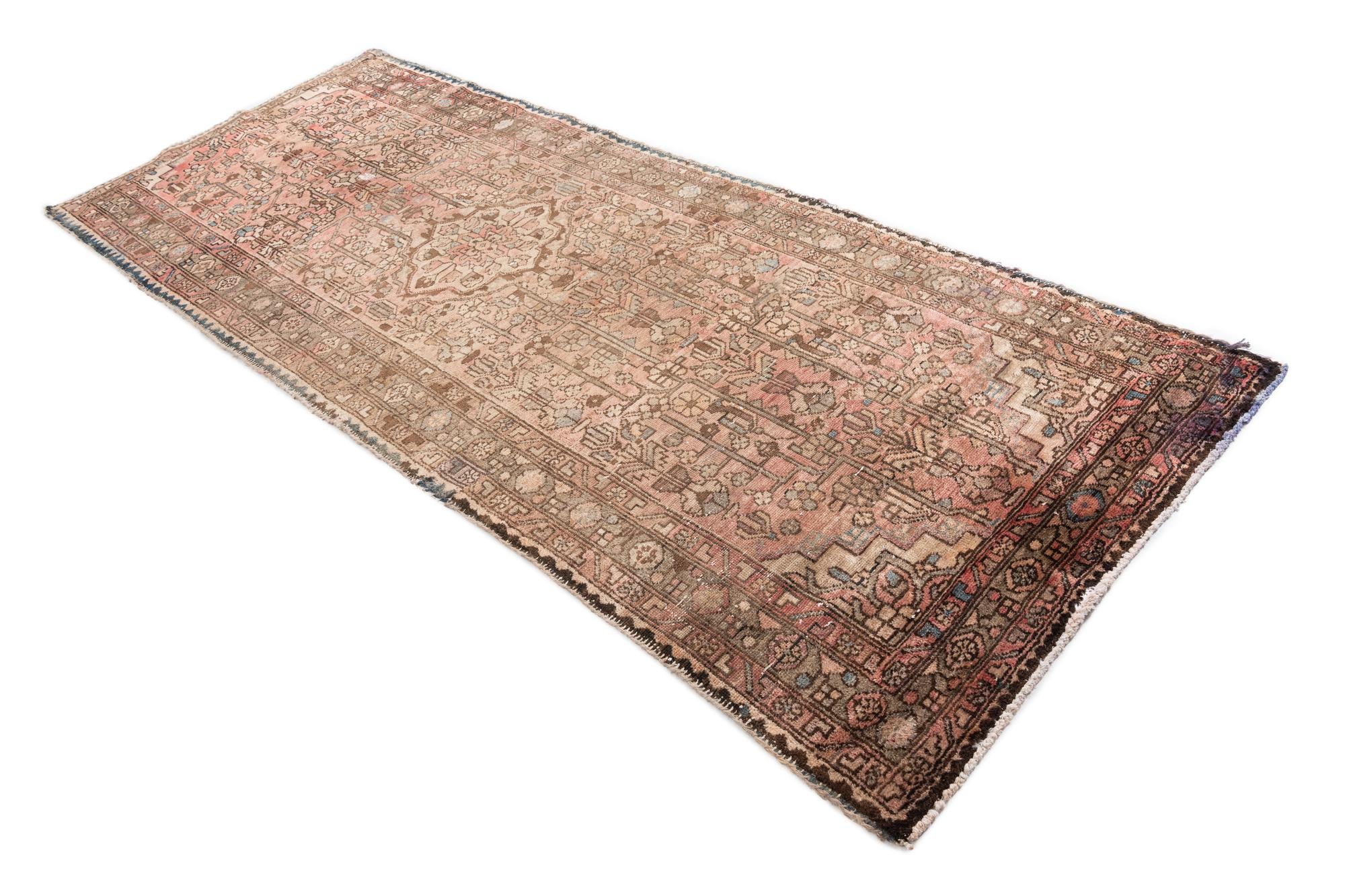 3' 10 x 9' 9 Hand Knotted Ultra Vintage Persian Wool Runner Rug