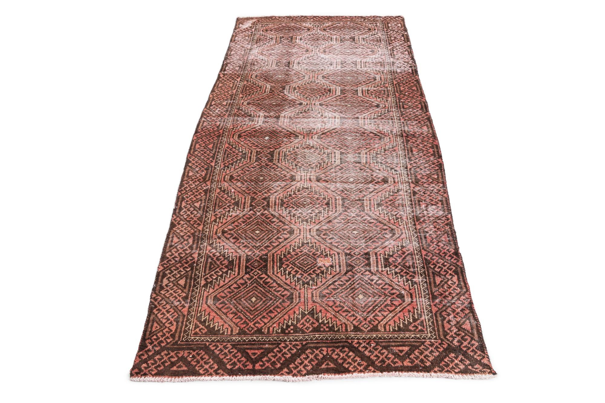 3' 7 x 7' 6 Hand Knotted Ultra Vintage Persian Wool Runner Rug