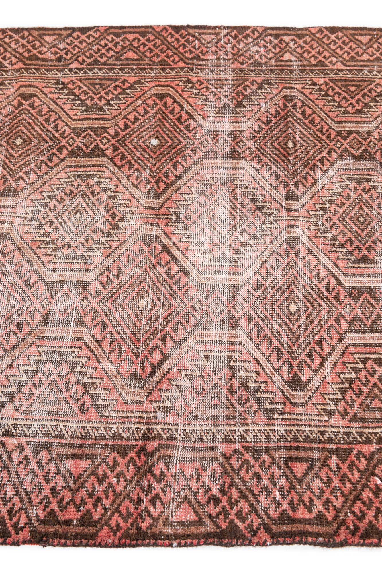 3' 7 x 7' 6 Hand Knotted Ultra Vintage Persian Wool Runner Rug