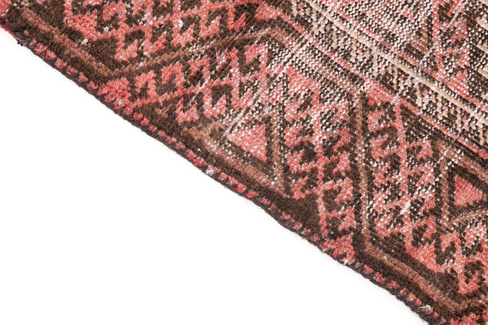 3' 7 x 7' 6 Hand Knotted Ultra Vintage Persian Wool Runner Rug