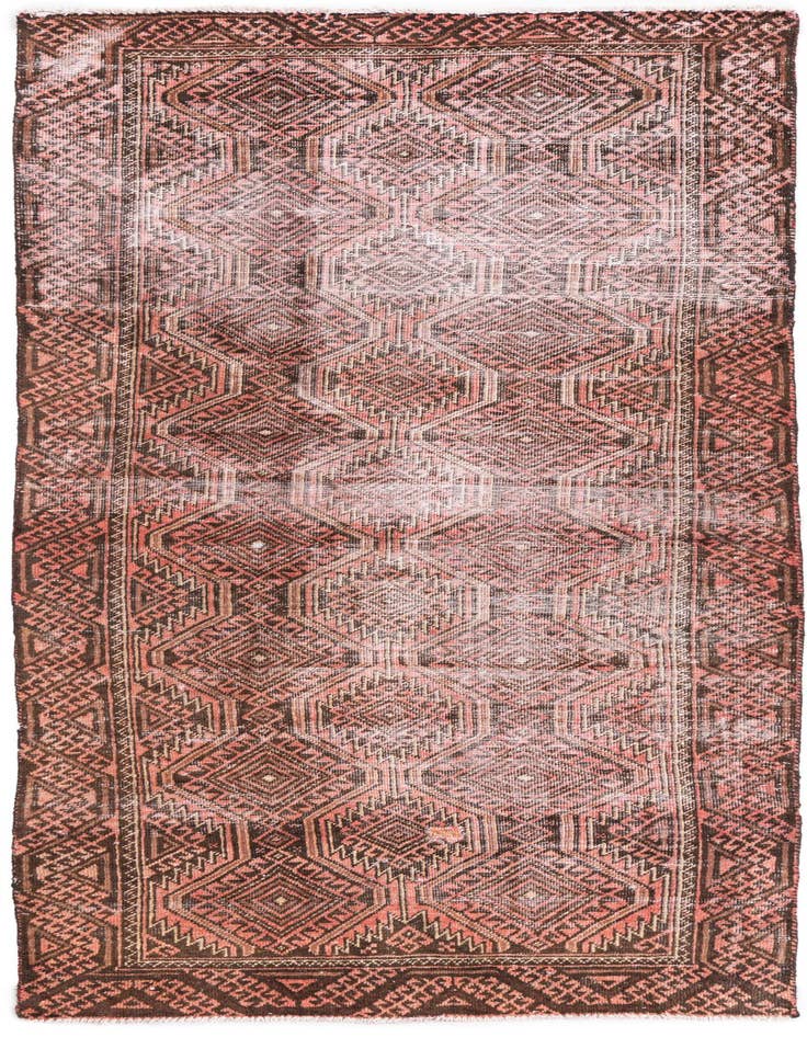 Detail image of 3' 7 x 7' 6 Hand Knotted Ultra Vintage Persian Wool Runner Rug