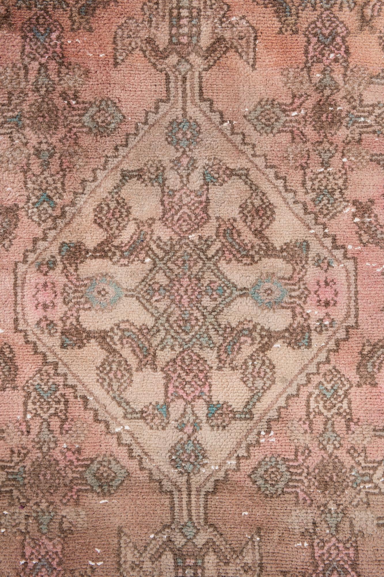 3' 9 x 9' 8 Hand Knotted Ultra Vintage Persian Wool Runner Rug
