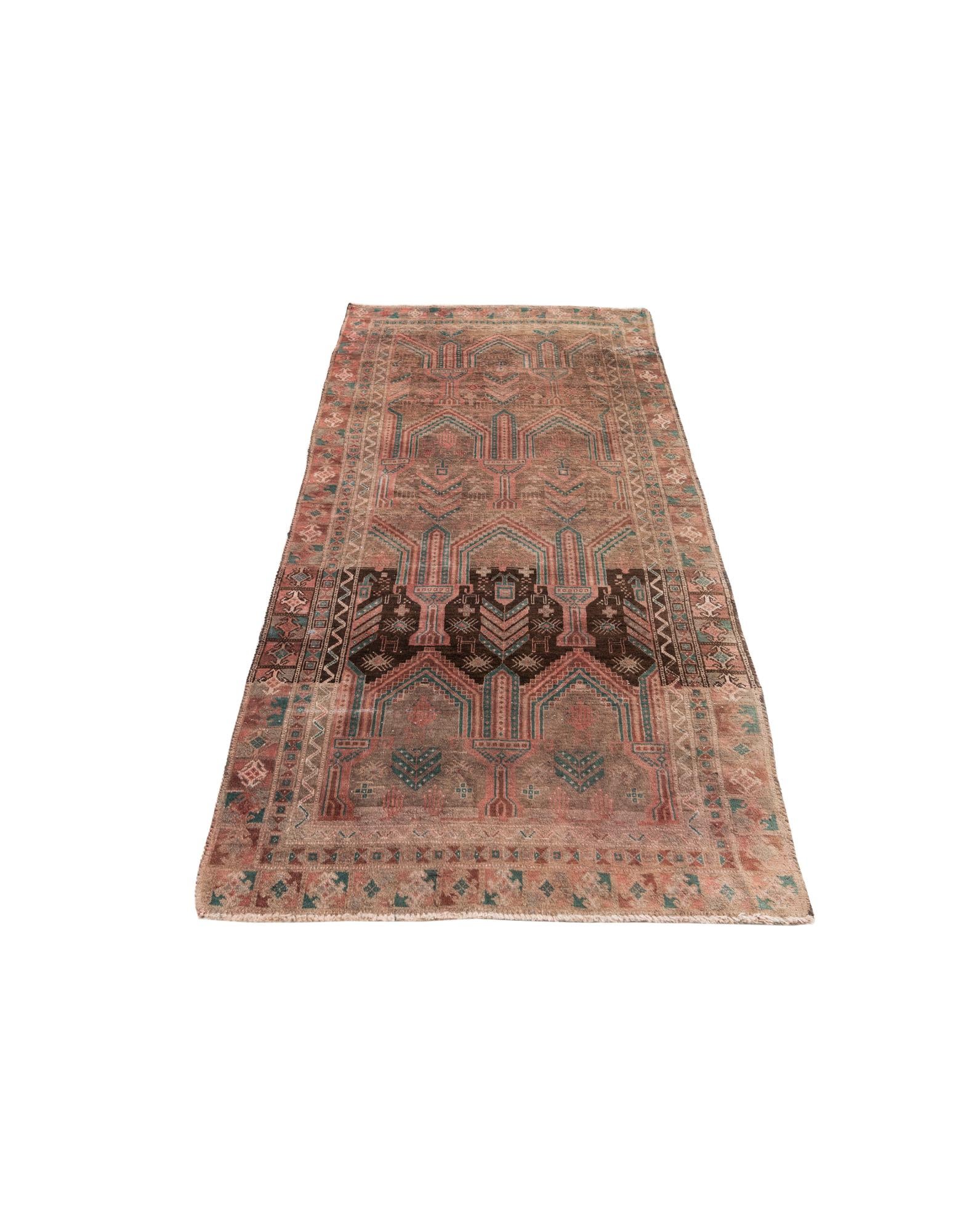 3' 7 x 7' 6 Hand Knotted Ultra Vintage Persian Wool Runner Rug