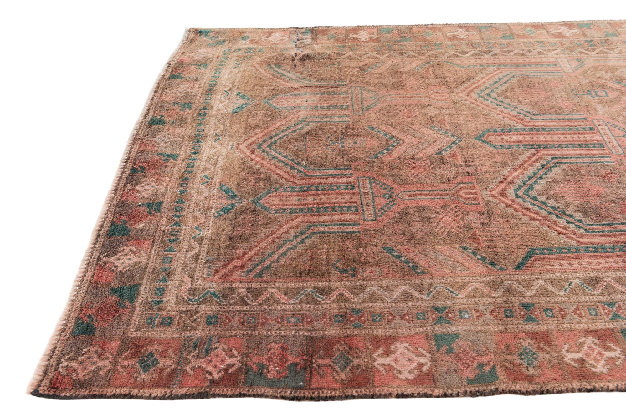 3' 7 x 7' 6 Hand Knotted Ultra Vintage Persian Wool Runner Rug