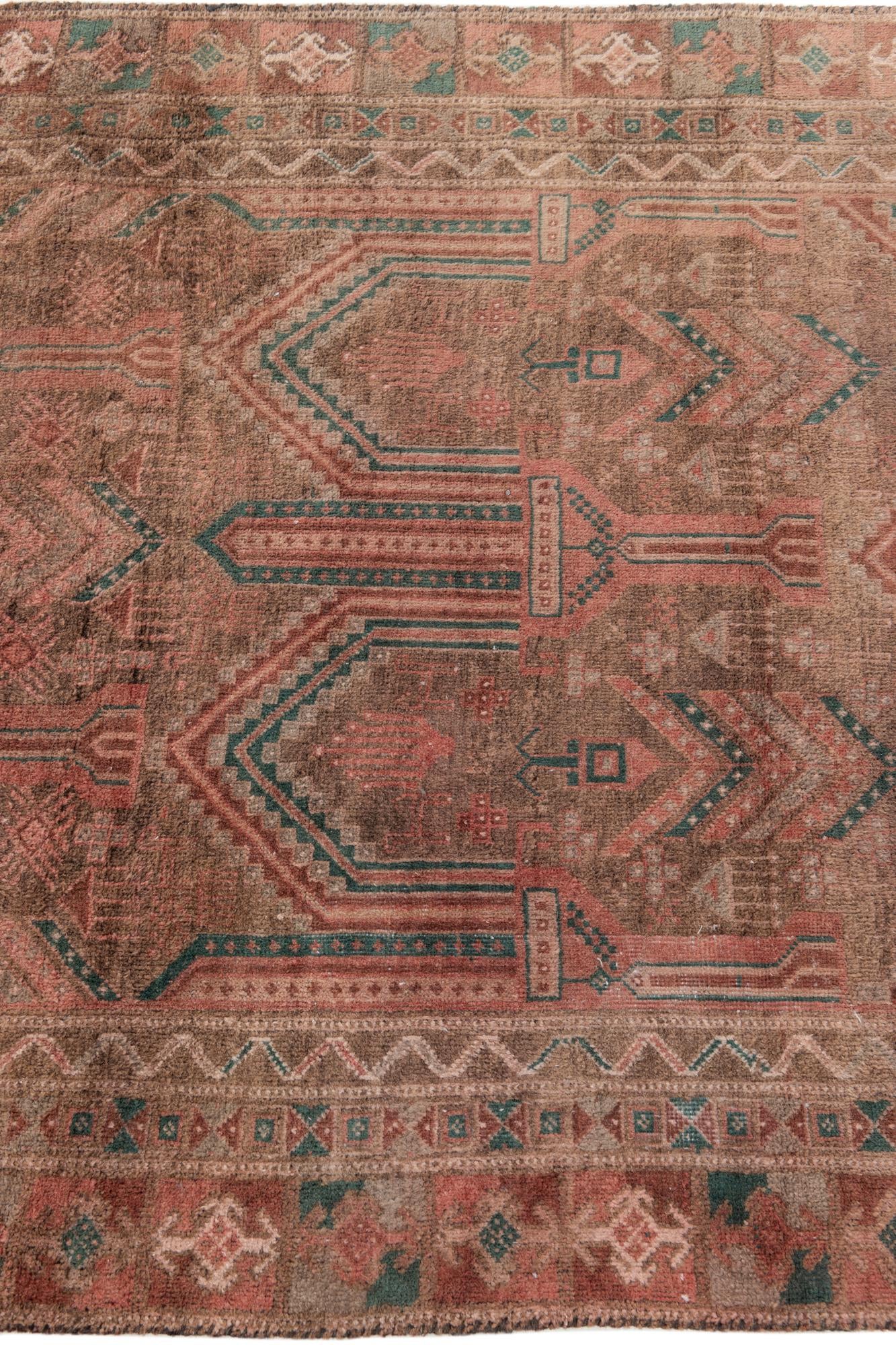3' 7 x 7' 6 Hand Knotted Ultra Vintage Persian Wool Runner Rug