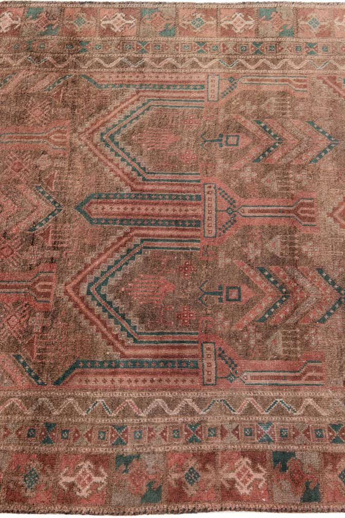 3' 7 x 7' 6 Hand Knotted Ultra Vintage Persian Wool Runner Rug
