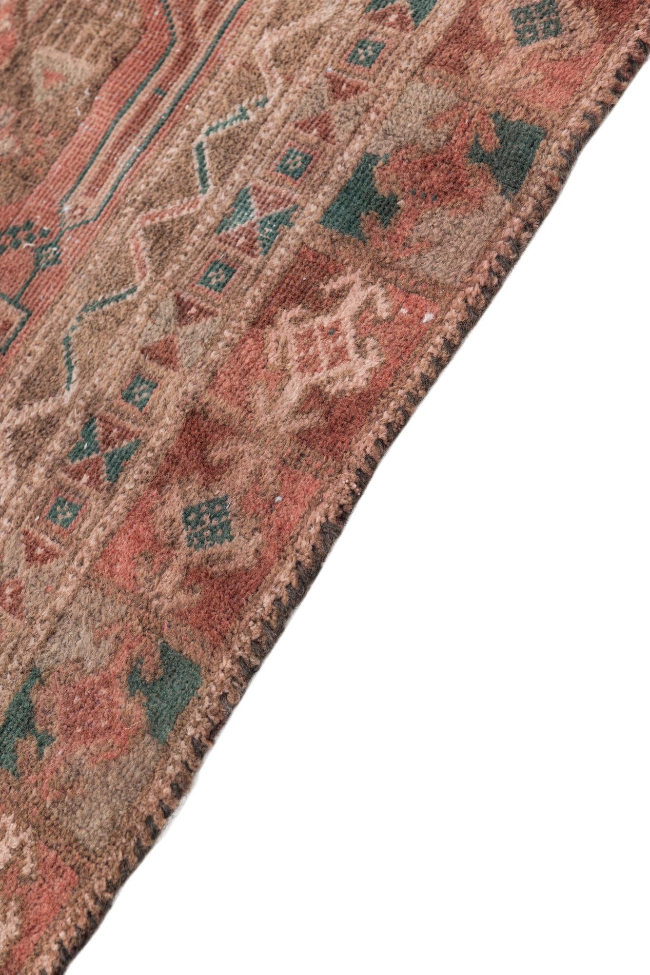 3' 7 x 7' 6 Hand Knotted Ultra Vintage Persian Wool Runner Rug