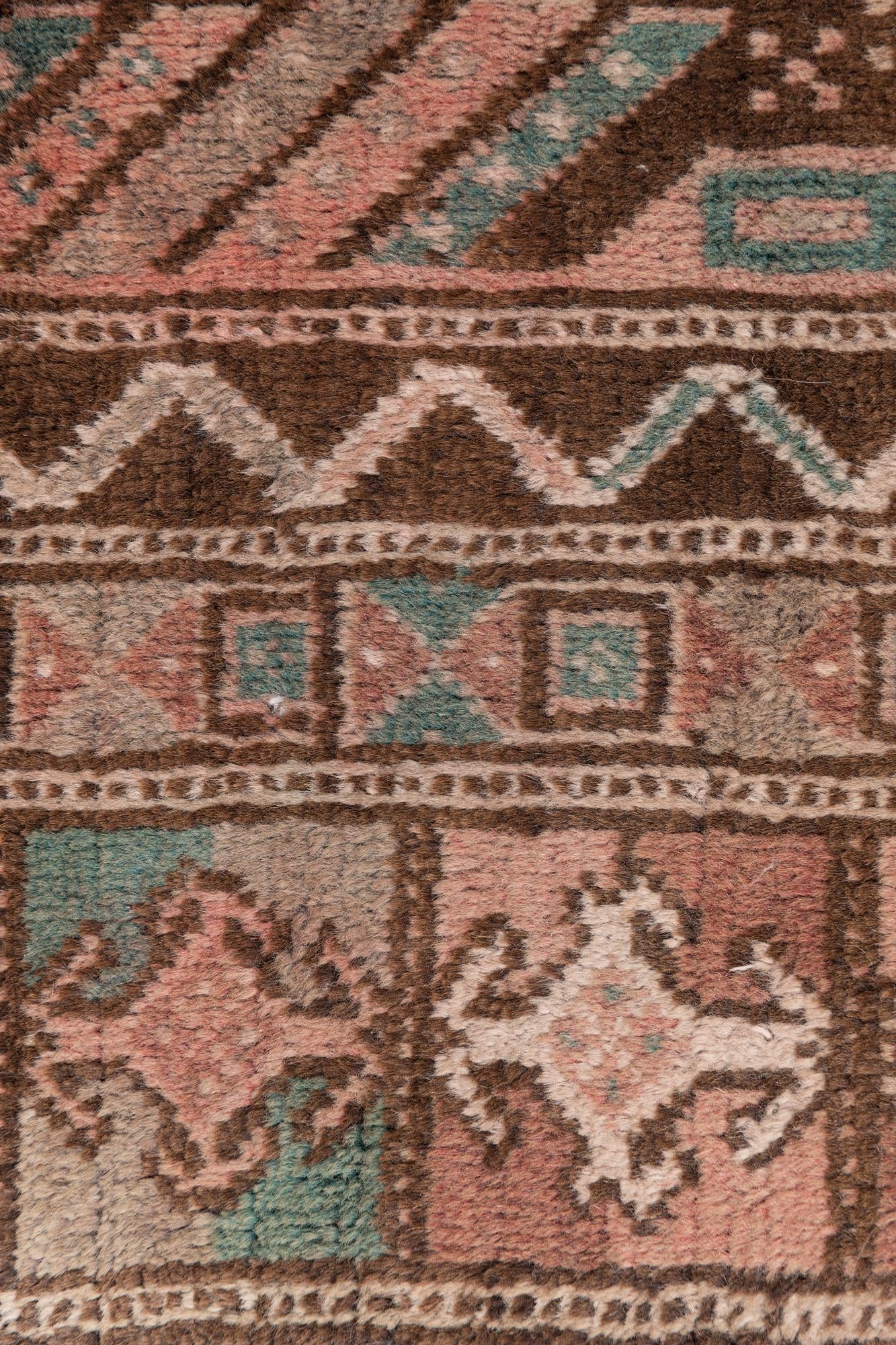 3' 7 x 7' 6 Hand Knotted Ultra Vintage Persian Wool Runner Rug