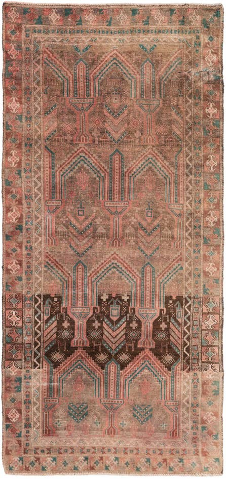 Detail image of 3' 7 x 7' 6 Hand Knotted Ultra Vintage Persian Wool Runner Rug