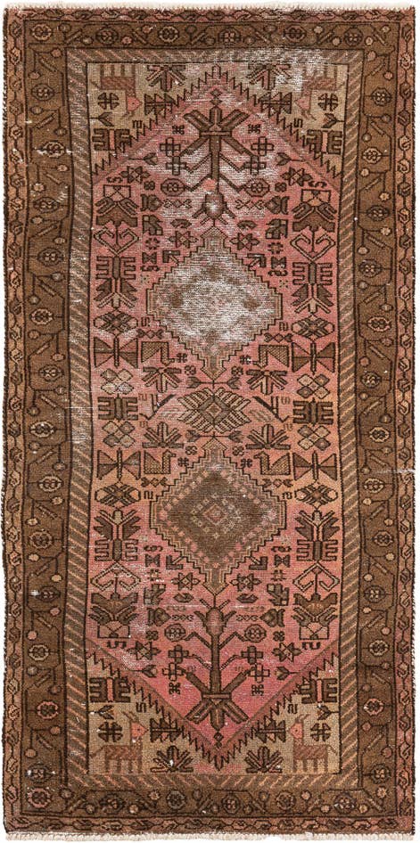 Detail image of 2' 10 x 5' 10 Hand Knotted Ultra Vintage Persian Wool Runner Rug