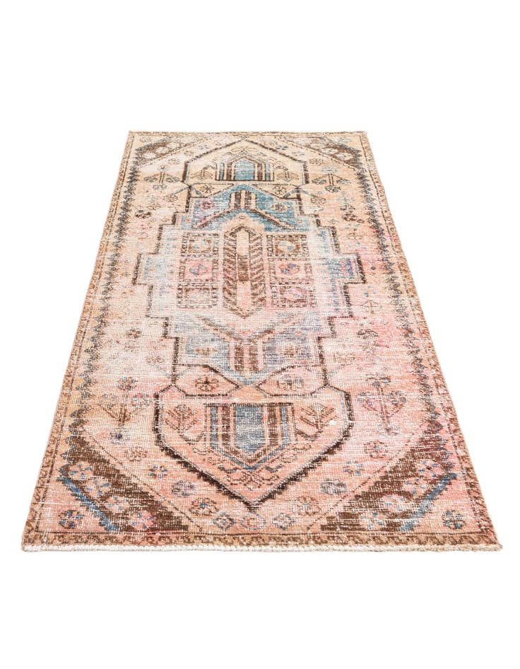Detail image of 3' 2 x 6' 7 Hand Knotted Ultra Vintage Persian Wool Runner Rug