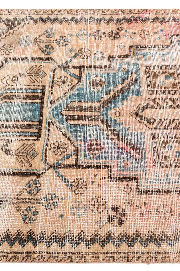 Detail image of 3' 2 x 6' 7 Hand Knotted Ultra Vintage Persian Wool Runner Rug
