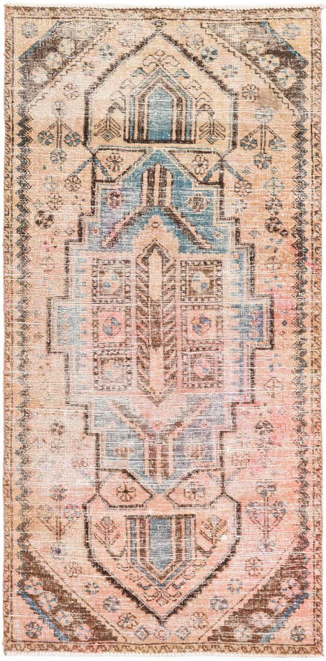 Detail image of 3' 2 x 6' 7 Hand Knotted Ultra Vintage Persian Wool Runner Rug