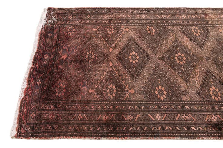 Detail image of 3' 6 x 9' 10 Hand Knotted Ultra Vintage Persian Wool Runner Rug