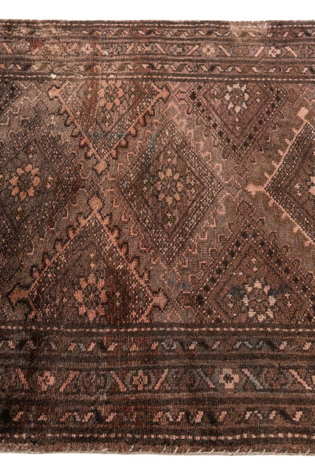 Detail image of 3' 6 x 9' 10 Hand Knotted Ultra Vintage Persian Wool Runner Rug