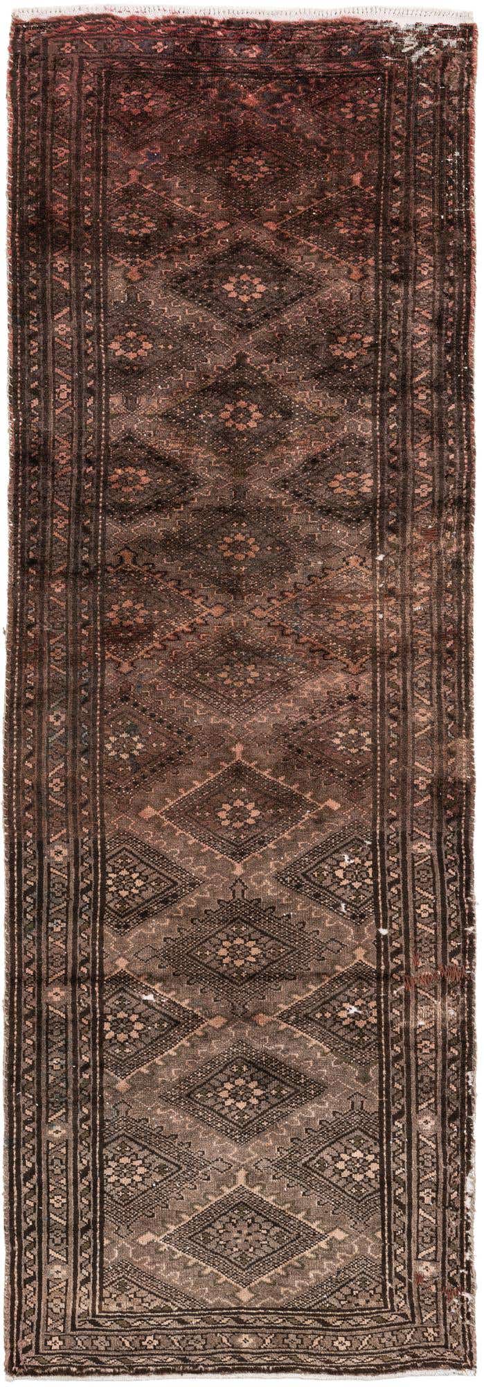3' 6 x 9' 10 Hand Knotted Ultra Vintage Persian Wool Runner Rug