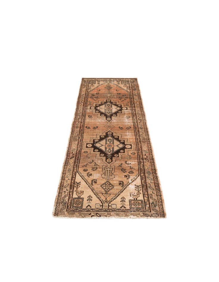 Detail image of 3' 7 x 9' Hand Knotted Ultra Vintage Persian Wool Runner Rug