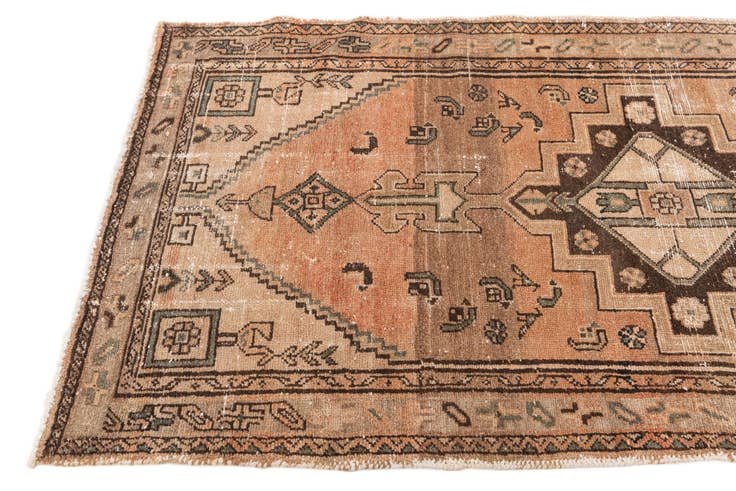 Detail image of 3' 7 x 9' Hand Knotted Ultra Vintage Persian Wool Runner Rug