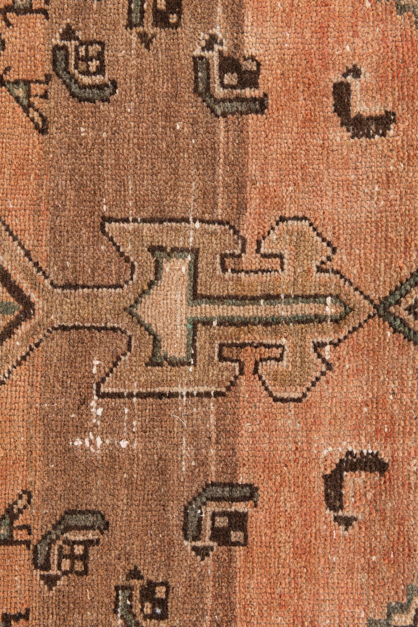 3' 7 x 9' Hand Knotted Ultra Vintage Persian Wool Runner Rug
