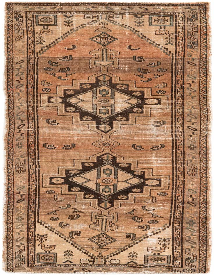Detail image of 3' 7 x 9' Hand Knotted Ultra Vintage Persian Wool Runner Rug