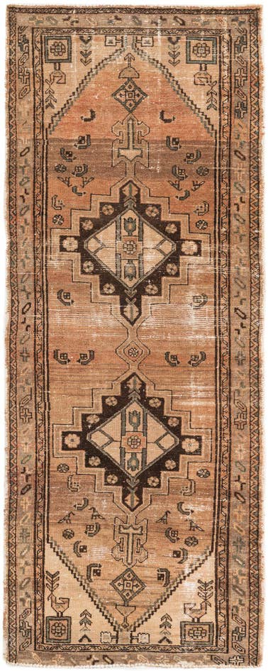 Detail image of 3' 7 x 9' Hand Knotted Ultra Vintage Persian Wool Runner Rug