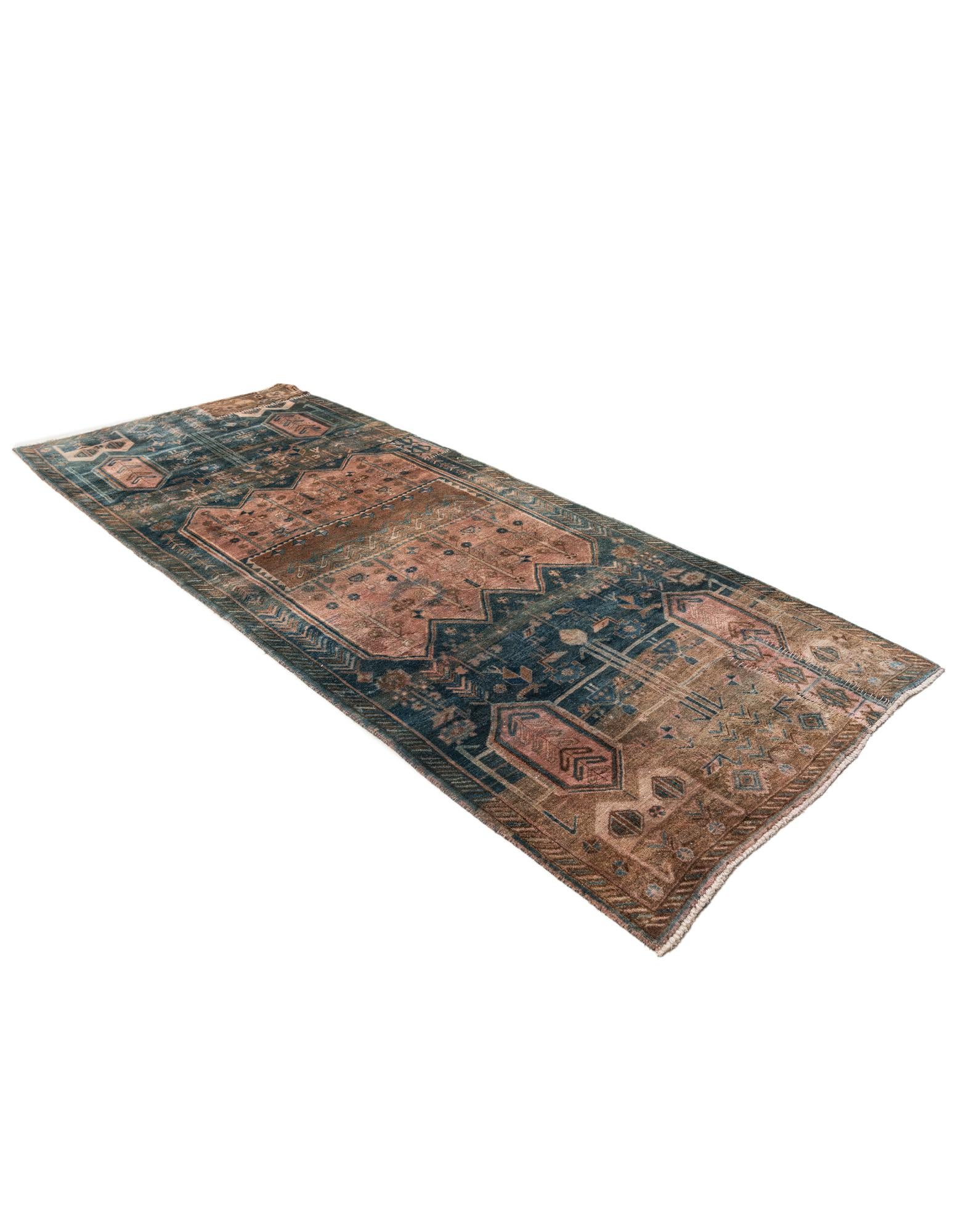 3' 8 x 8' 8 Hand Knotted Ultra Vintage Persian Wool Runner Rug