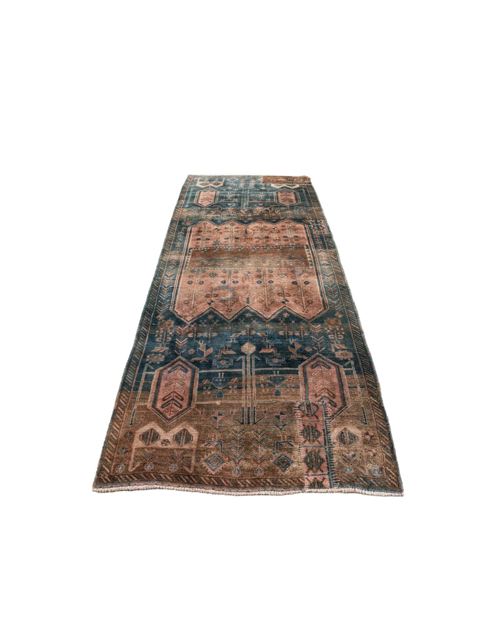 3' 8 x 8' 8 Hand Knotted Ultra Vintage Persian Wool Runner Rug