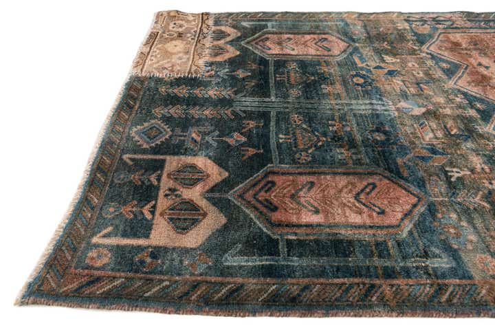 3' 8 x 8' 8 Hand Knotted Ultra Vintage Persian Wool Runner Rug