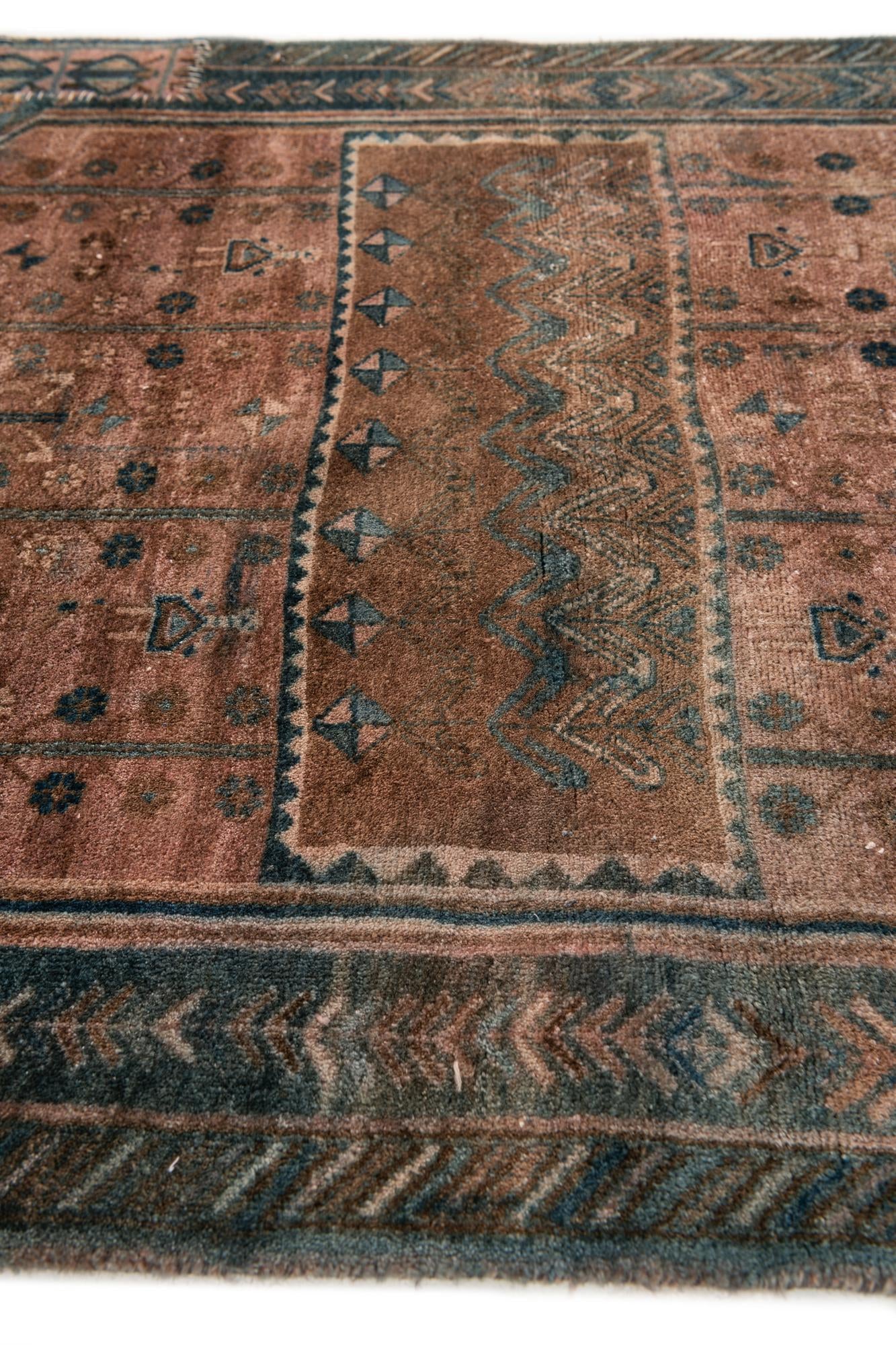 3' 8 x 8' 8 Hand Knotted Ultra Vintage Persian Wool Runner Rug