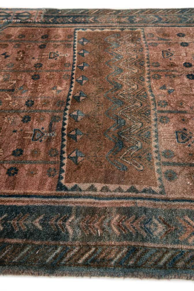 3' 8 x 8' 8 Hand Knotted Ultra Vintage Persian Wool Runner Rug