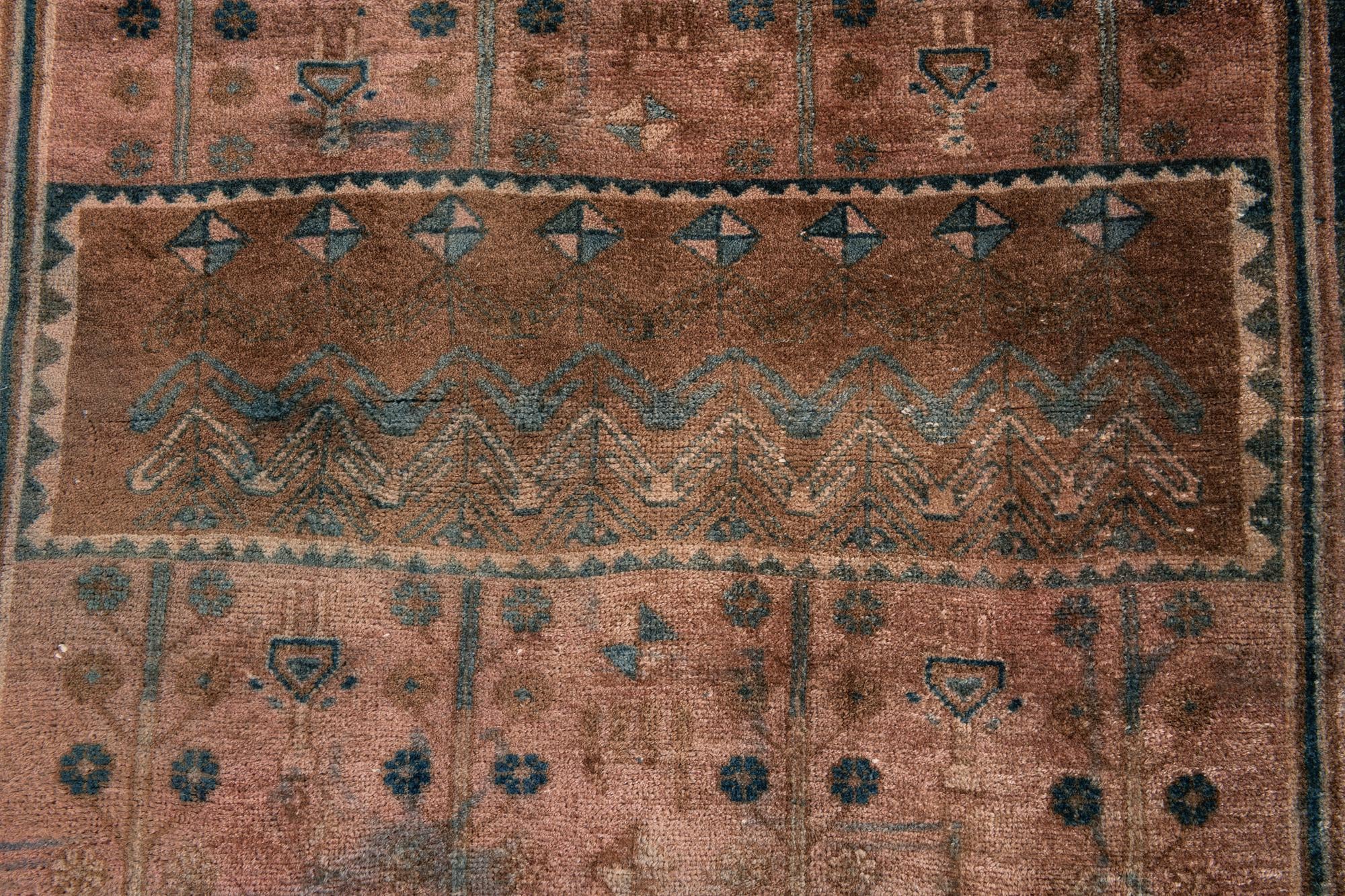 3' 8 x 8' 8 Hand Knotted Ultra Vintage Persian Wool Runner Rug